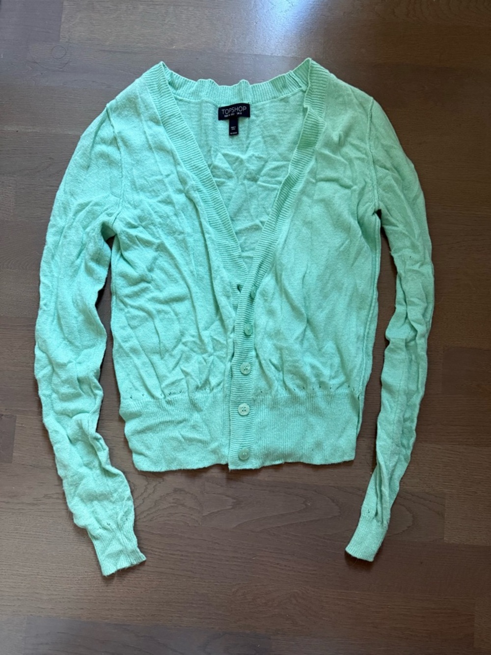 Topshop | Light Mint V‑Neck Button Cardigan